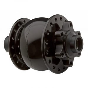 Moyeu Dynamo SON 28 Noir disque axe traversant 15 mm, entraxe 110mm (standard Boost), interface disque 6 trous. Perçage : 32 Trous Référence fabriquant : 383210